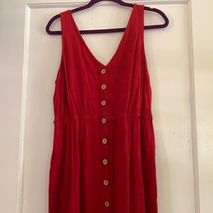 red universal thread size L sun dress with belt